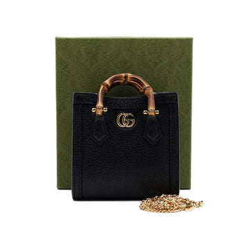 GUCCI Diana Nano Tasche aus schwarzem Leder mit goldener Hardware 760251 152314926