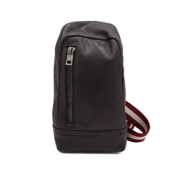 BALLY ブラウンレザー TANIS トリコロールステッチ メンズ ベルトバッグ スリングバッグ クロスバッグ aa60216 152314933