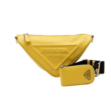 Prada Yellow Leather Triangle Logo Shoulder Bag and Crossbody Bag 1BH190 152314988