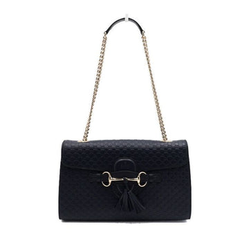 Gucci Navy Sima Leather Emily Gold Chain Shoulder Bag and Crossbody 449635 152315067