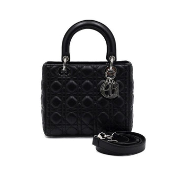 DIOR Schwarze Cannage Lady Medium Silberton Tote Bag und Schultertasche 44551 152315123