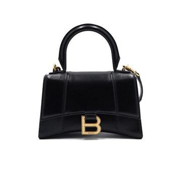 BALENCIAGA Schwarze Hourglass XS Schultertasche mit Goldverzierungen 592833 152315137