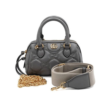 Gucci Gray GG Matelassé Quilted Leather Mini Top-Handle Tote Bag and Shoulder Bag and Crossbody Bag 702251 152315138