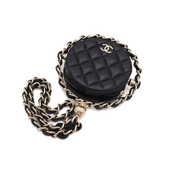 CHANEL Black Lambskin Chain Strap Pouch Bag with Gold CC AP2568 22 Season 152315177