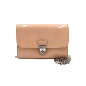 TODS ベージュのペイデント・バンドリエラ・ピコラ・チェーンショルダーバッグ兼クロスバッグ AA58056 152315276