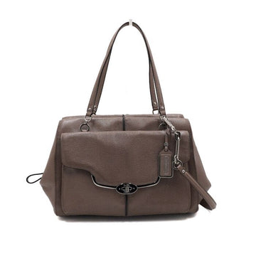 Coach Light Gray Leather Satchel Silver-tone Women's Tote Bag Shoulder Bag D1382 152315290