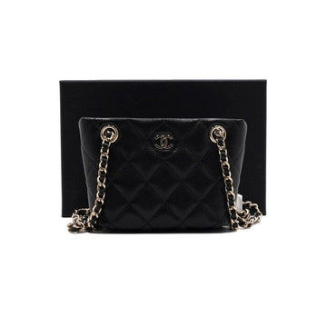 CHANEL Mini Black Caviar Crossbody Bag with Gold Chain 4422 152315436