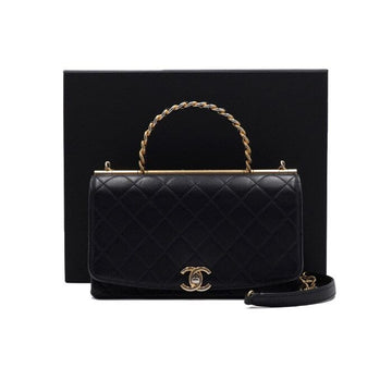 CHANEL ダークネイビー キルティング CCロゴ トートバッグおよびゴールドチェーン ショルダーバッグ 58442 152315493