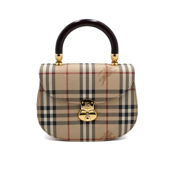 BURBERRY クラシックノバチェックゴールドメタルロックボタンビンテージトップハンドルトートバッグ aa57591 152315504