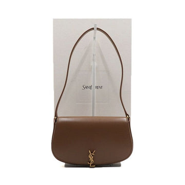 SAINT LAURENT ダークコークカーフスキンボルテールミニハーフムーンショルダーバッグ779642 152315573