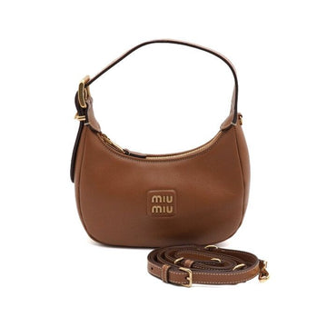 Miu Miu Caramel Leather Gold Logo Hobo Shoulder Bag And Crossbody Bag 5BC161 152315629