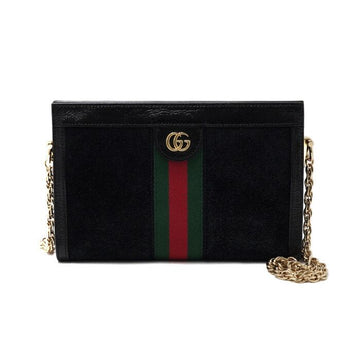 Gucci Black Leather Suede Ophidia Chain Shoulder Bag Crossbody aa54815 152315683