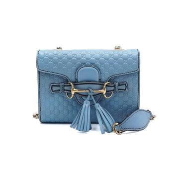 GUCCI Emilie Schultertasche mit GG-Mikro-Sima-Leder und goldener Kette 449636 152315698