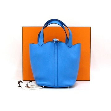 Hermes Picotan 22 Blue Silver Hardware Tote Bag AA58313 152315704