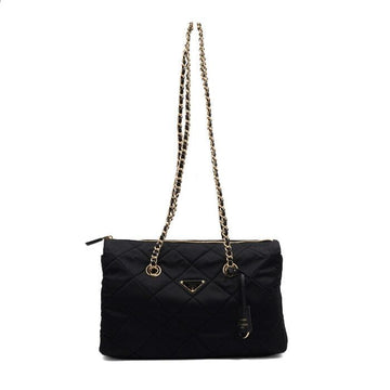 PRADA Reedition 1995 Gold Chain Large Black Re-Nylon Schultertasche 1BG467 152315711