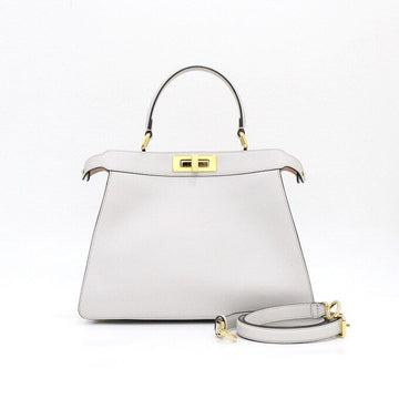 Fendi Light Gray Leather Peekaboo I SEE YOU Medium Tote Bag and Shoulder Bag 8BN321 152315719