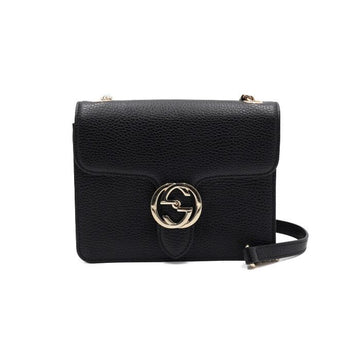 GUCCI Schwarz Interlocking Kleine Schultertasche mit goldener Kette aa56039 152315763