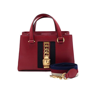 GUCCI Sylvie Klein Top Handle Tote Bag in Rot 460381 152315777