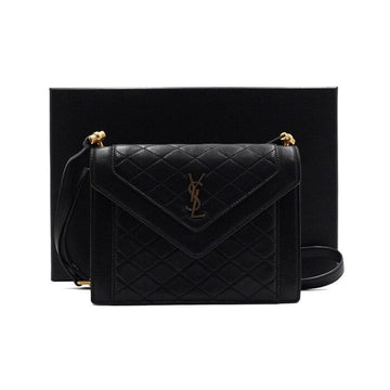 SAINT LAURENT 685574 モノグラム ゴールドハードウェア ブラックレザー GABY ガビ キルティング ミニ サテchel ショルダーバッグ クロスバッグ aa55321 152315847