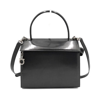 Salvatore Ferragamo Gray Patent Leather Flap Zipper Tote Bag and Shoulder Bag 21 6666 152315901