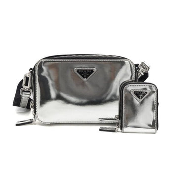 PRADA 2VH070 Silber Gebürstete Unisex Schultertasche und Umhängetasche aa53816 152316059