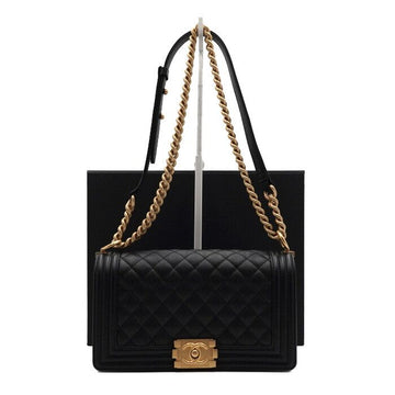 CHANEL Schwarze Kaviar Medium Flap Gold Chain Schultertasche A67086 152316086