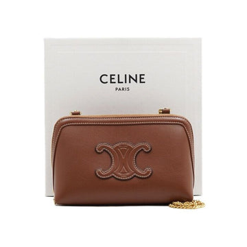 CELINE トリオペ クイール ゴールドチェーン クラッチ ショルダーバッグ 兼 クロスボディバッグ aa53658 152316092