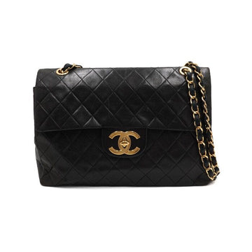 CHANEL ブラックラムスキンビンテージビッグロゴCCクラシックフラップゴールドチェーンショルダーバッグ aa55308 152316108