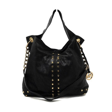 MICHAEL KORS Schwarze Leder Hobo-Tote mit goldenen Akzenten Astor 54705 152316179