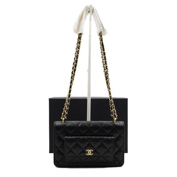 CHANEL Schwarze Kaviar WOC mit goldfarbenen Ketten Schultertasche und Crossbody Tasche AP3464 25 Saison 152316189