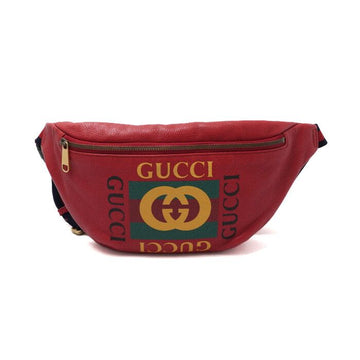 GUCCI Red Print Logo Leder Unisex Gürteltasche Crossbody 152316221