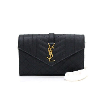 SAINT LAURENT 620280 Schwarze Matelassé Monogram Grande Deux Poudres Schultertasche mit goldfarbener Kette und Umhängetasche aa55118 152316232