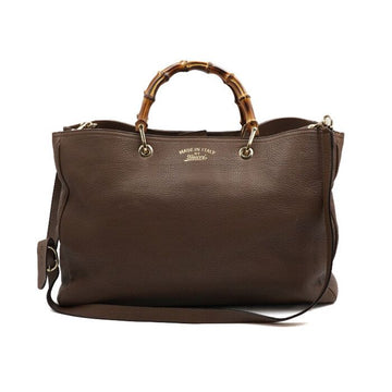 Gucci Bamboo Leather Handle Tote Bag and Shoulder Bag 323658 152316264