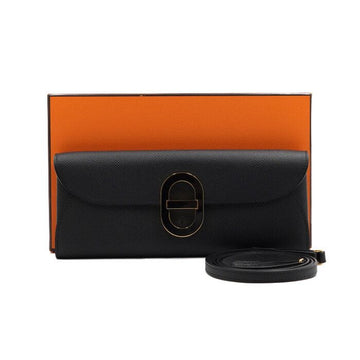 Hermes Black Appson Chandalle Togo Gold Hardware Women's Clutch and Crossbody Bag aa53670 152316284