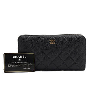 CHANEL Klassische Caviar schwarze CC lange Reißverschlusstasche für Frauen AP0242 152316304
