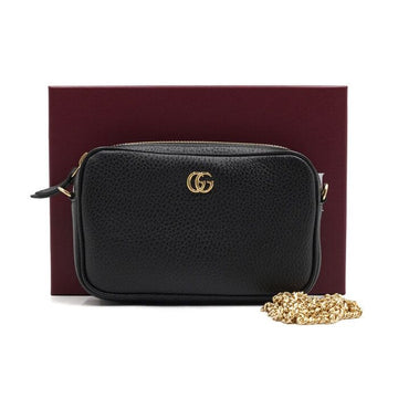 Gucci Cruise Collection Black GG Marmont Mini Women's Camera Bag Gold Chain Crossbody 772759 152316313