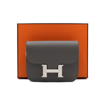 Hermes Gray Constance Slim Apsong Wallet with Silver Hardware AA55569 152316359