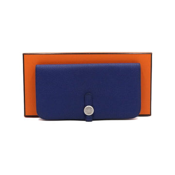Hermes Navy Clemence Silver Trim Long Wallet aa56865 152316422