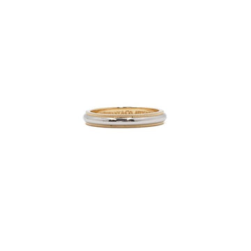 TIFFANY & CO 18K Gelbgold Platin Komposit Milgrain Ehering 35mm Ring 18 152316531