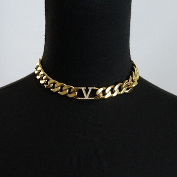 Valentino Crystal Gold Logo Choker Necklace for Women aa57097 152316534