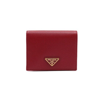 PRADA Snap Geldbörse aus rotem Saffiano-Leder mit goldfarbenem Logo 1MV204 152316578