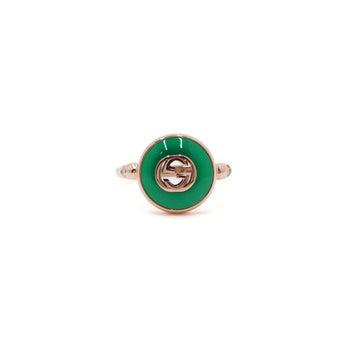 Gucci Interlocking G Ring in 18K Gold and Green Agate Size 10 aa54942 152316592