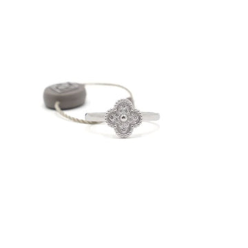 Van Cleef & Arpels Sweet Alhambra 12P Diamond Ring in 18K White Gold Size 10 123456 152316660