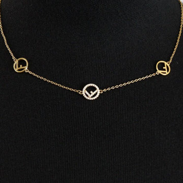 FENDI クリスタル ゴールド F ロゴ ネックレス aa53280 152316730