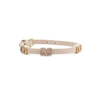 Valentino Garavani Crystal Gold Logo Leather Strap Women's Bracelet aa53279 152316748
