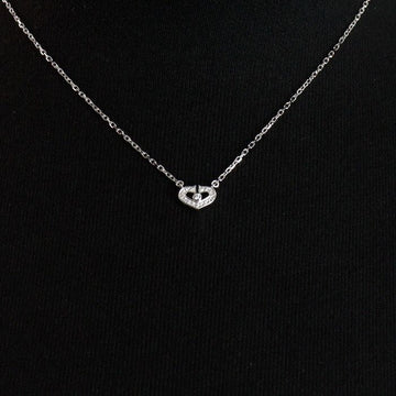 CARTIER 18K Weißgold 16P Diamant C Herz Damen Halskette B30403 152316798