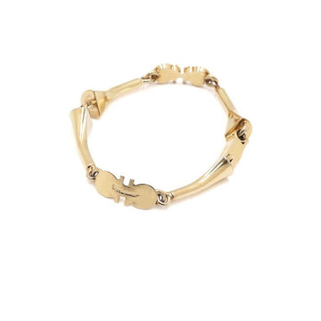 SALVATORE FERRAGAMO Goldfarbener Gancini Logo Link Armreif Damen Armband aa60735 152316802