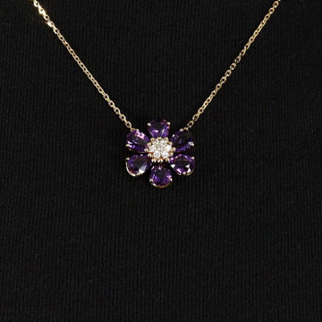 VAN CLEEF & ARPELS Fleur de Hawaii Amethyst Diamant Anhänger Halskette 18K Gelbgold VCARPHK400 152316820