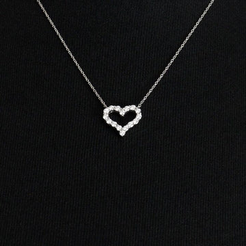 Tiffany & Co Platinum 16P Diamond S Small Heart Pendant Necklace 15mm 12976542 152316824