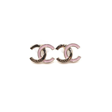CHANEL Pink Enamel Gold-Plated CC Logo Women's Earrings ABE335 24 Season 152316861